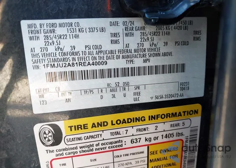 2024 Ford Expedition Limited z USA, uszkodzony, nr VIN 1FMJU2A81REA40009